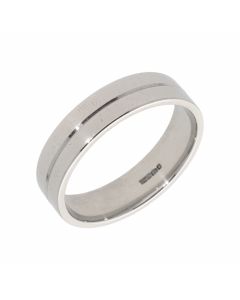 Pre-Owned Platinum 4mm Ridged Wedding Band Ring