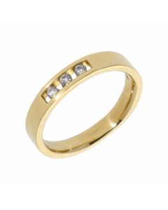 Pre-Owned 18ct Gold Diamond Set 4mm Wedding Band Ring