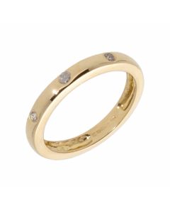 Pre-Owned 18ct Yellow Gold Diamond Set 3mm Wedding Band Ring
