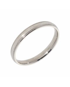 Pre-Owned 9ct White Gold 3mm Beaded Edge Wedding Band Ring