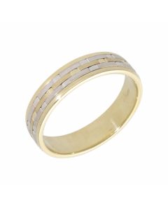 Pre-Owned 9ct Yellow & White Gold 5mm Brick Link Wedding Ring