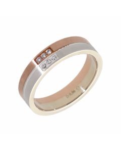 Pre-Owned 9ct White & Rose Gold Diamond Set Wedding Band Ring