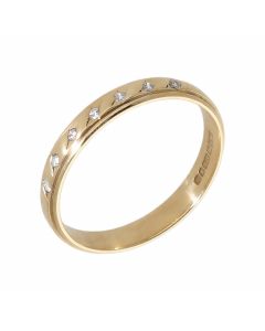 Pre-Owned 9ct Yellow Gold 3mm Diamond Set Wedding Band Ring