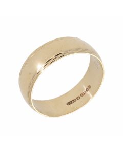 Pre-Owned 9ct Yellow Gold 6mm Patterned Edge Wedding Band Ring