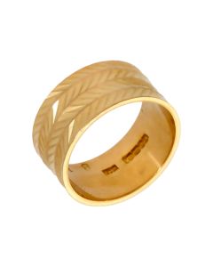 Pre-Owned 22ct Yellow Gold 10mm Patterned Wedding Band Ring