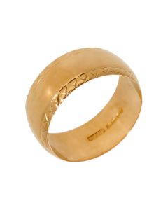 Pre-Owned 22ct Yellow Gold 8mm Patterned Edge Wedding Band Ring
