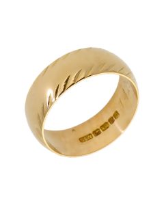 Pre-Owned 18ct Yellow Gold 6mm Patterned Edge Wedding Band Ring