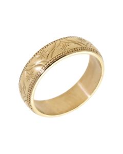 Pre-Owned 9ct Yellow Gold 4.5mm Patterned Wedding Band Ring