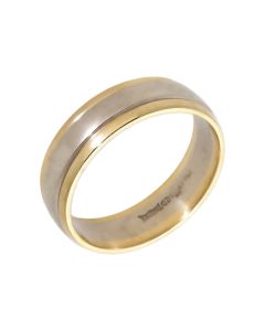 Pre-Owned 9ct Yellow & White Gold 6mm Wedding Band Ring