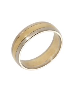 Pre-Owned 9ct Yellow & White Gold 6mm Wedding Band Ring