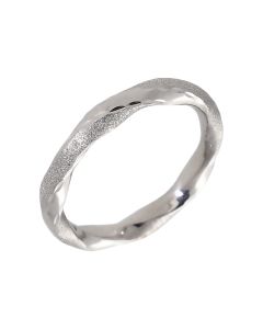 Pre-Owned 9ct White Gold Textured Hollow Twist Band Ring