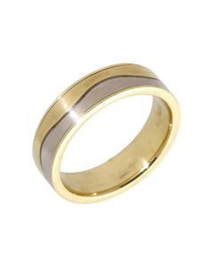 Pre-Owned 9ct Yellow & White Gold Wave 6mm Wedding Band Ring