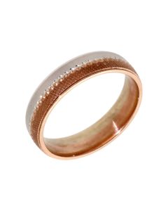 Pre-Owned 9ct White & Rose Gold 5mm Patterned Wedding Band Ring