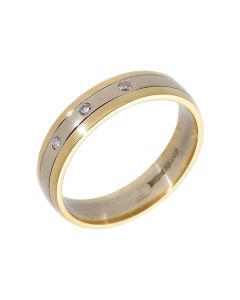 Pre-Owned 9ct Yellow & White Gold Diamond Set 5mm Wedding Ring