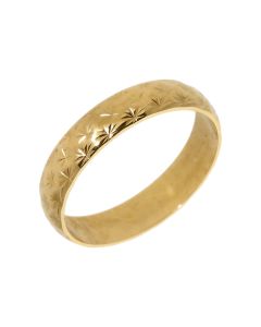 Pre-Owned 18ct Yellow Gold 4mm Patterned Wedding Band Ring