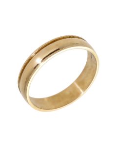 Pre-Owned 9ct Yellow Gold 4mm Beaded Edge Wedding Band Ring