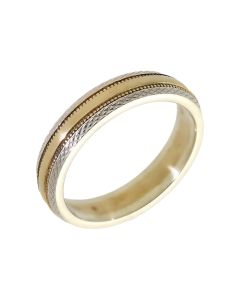 Pre-Owned 9ct Yellow & White Gold 4mm Wedding Band Ring