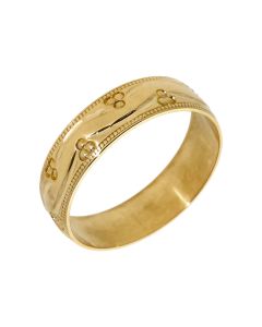 Pre-Owned 18ct Yellow Gold 5mm Patterned Wedding Band Ring