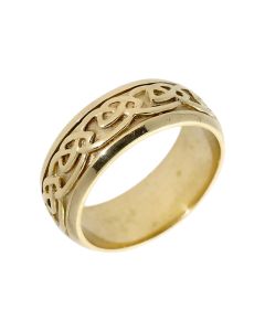 Pre-Owned 9ct Gold 8mm Celtic Patterned Wedding Band Ring