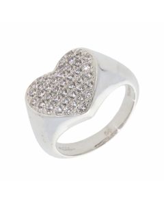 Pre-Owned Thomas Sabo Silver Cubic Zirconia Heart Dress Ring