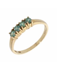 Pre-Owned 9ct Gold Green Gemstone 4 Stone Dress Ring