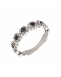 Pre-Owned 9ct White Gold Gemstone Set Multi Clusters Band Ring