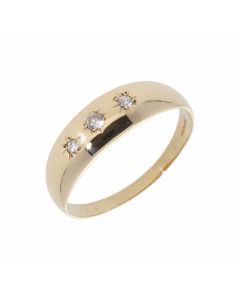 Pre-Owned 9ct Gold 3 Stone Cubic Zirconia Trilogy Band Ring