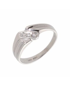 Pre-Owned 14ct White Gold Cubic Zirconia Crossover Dress Ring
