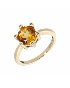 Pre-Owned 9ct Yellow Gold Citrine Solitaire Dress Ring