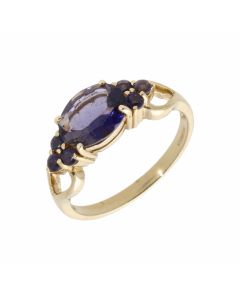 Pre-Owned 9ct Yellow Gold Purple Gemstone Set Cluster Ring