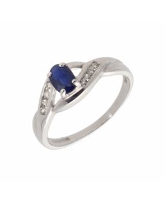 Pre-Owned 9ct White Gold Sapphire & Diamond Dress Ring