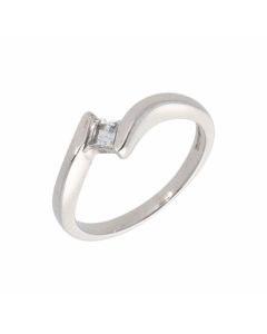 Pre-Owned 18ct White Gold Cubic Zirconia Solitaire Twist Ring