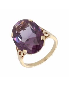 Pre-Owned 9ct Yellow Gold Purple Quartz Solitaire Dress Ring
