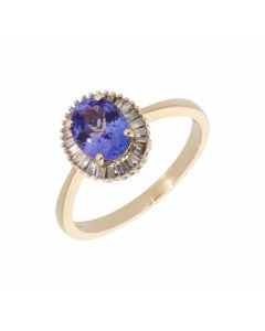 Pre-Owned 9ct Yellow Gold Tanzanite & Diamond Cluster Ring