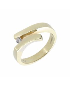 Pre-Owned 9ct Yellow & White Gold Cubic Zirconia Crossover Ring