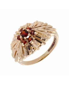 Pre-Owned 9ct Yellow Gold Garnet Nest Cluster Ring