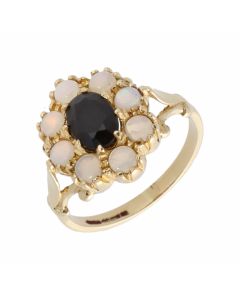 Pre-Owned 14ct Yellow Gold Sapphire & Opal Cluster Ring