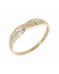 Pre-Owned 9ct Gold Cubic Zirconia Crossover Dress Ring