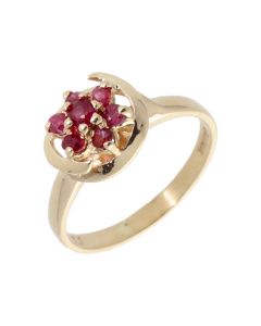 Pre-Owned 9ct Yellow Gold Ruby Cluster Ring