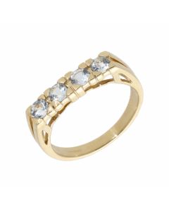 Pre-Owned 9ct Yellow Gold 4 Stone Aquamarine Dress Ring