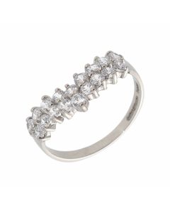 Pre-Owned 14ct White Gold Cubic Zirconia Double Row Dress Ring