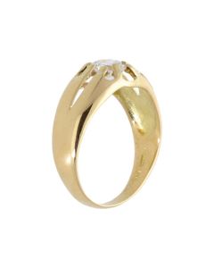 Pre-Owned 18ct Gold Cubic Zirconia Solitaire Signet Style Ring