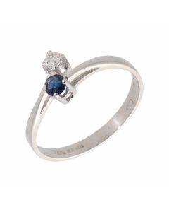 Pre-Owned 18ct White Gold Sapphire & Diamond 2 Stone Dress Ring
