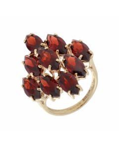 Pre-Owned 9ct Yellow Gold Garnet Cluster Dress Ring