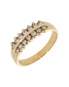 Pre-Owned 18ct Yellow Gold Double Row Cubic Zirconia Dress Ring