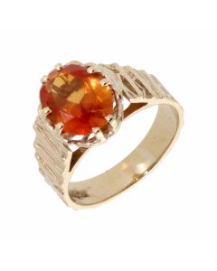 Pre-Owned 9ct Yellow Gold Orange Topaz Solitaire Dress Ring