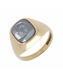 Pre-Owned 9ct Yellow Gold Haematite Signet Ring