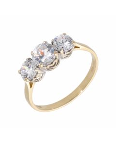 Pre-Owned 14ct Yellow Gold Cubic Zirconia Trilogy Ring