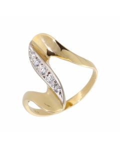 Pre-Owned 18ct Gold Cubic Zirconia Set Wave Dress Ring