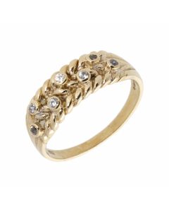 Pre-Owned 9ct Gold Rubover Cubic Zirconia Set Twist Band Ring